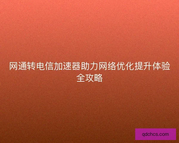 网通转电信加速器助力网络优化提升体验全攻略